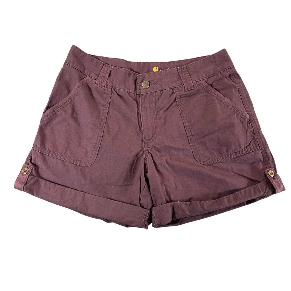 Carhartt Sz 8 Original Fit Ripstop Utility Shorts Plum Burgundy Womens 102531
